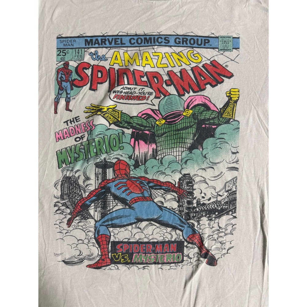 Marvel Spider-Man vs Mysterio Comic Cover Graphic T-Shirt Grey XL Amazing 141 - Picture 4 of 12